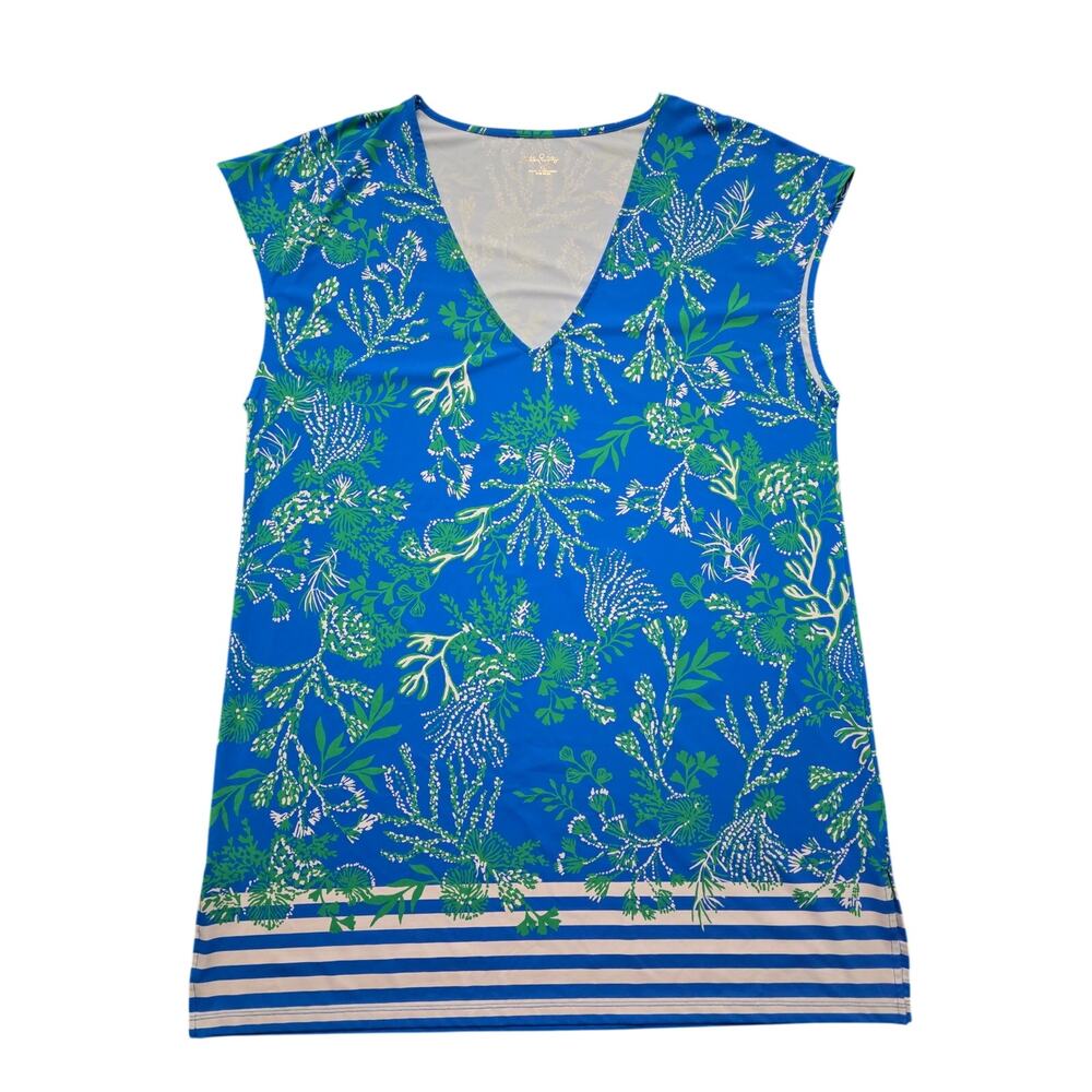 Lilly Pulitzer Talli V Neck Cover Up Briny Blue A Bit Salty Size XL - Picture 2 of 6